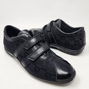 St. John Sneakers Women 7 Logo Black Fabric & Leather Hook & Loop Closure